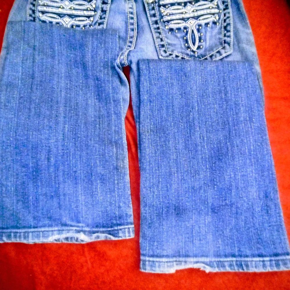 Miss Me Blue Boot Cut Jeans with Embellished Pockets - Picture 4 of 5
